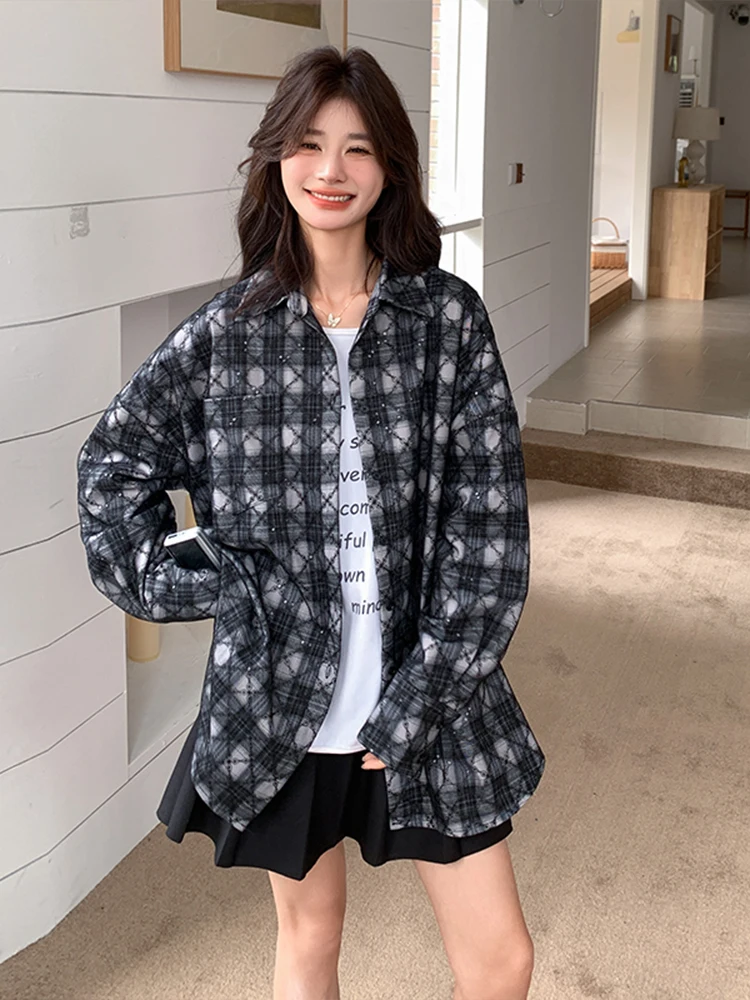 ريترو ترتر منقوش طويل Sve للنساء irt ربيع 2025 تصميم غير رسمي فضفاض معطف فوقي قطع مستقيمة طول منتظم آخر...