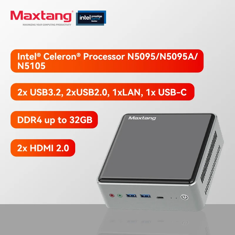 Мини-ПК Intel Celeron N5095 с 4 ядрами и поддержкой 1LAN 4USB WIFI6 с двумя дисплеями