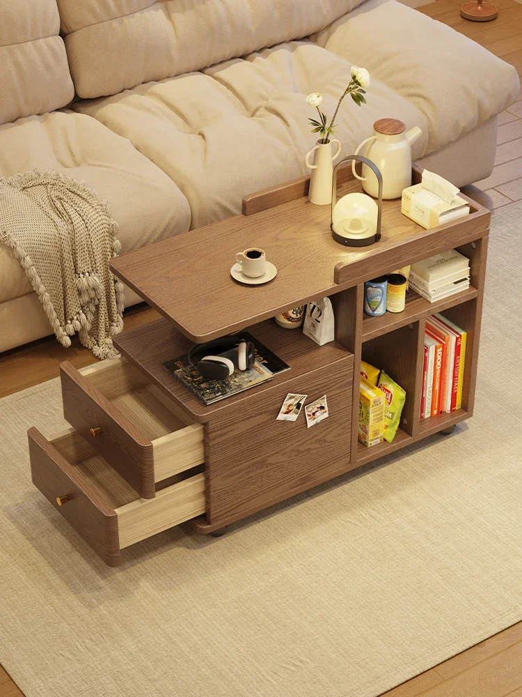 Solid wood edge few Modern living room removable storage cabinet Household sofa side cabinet