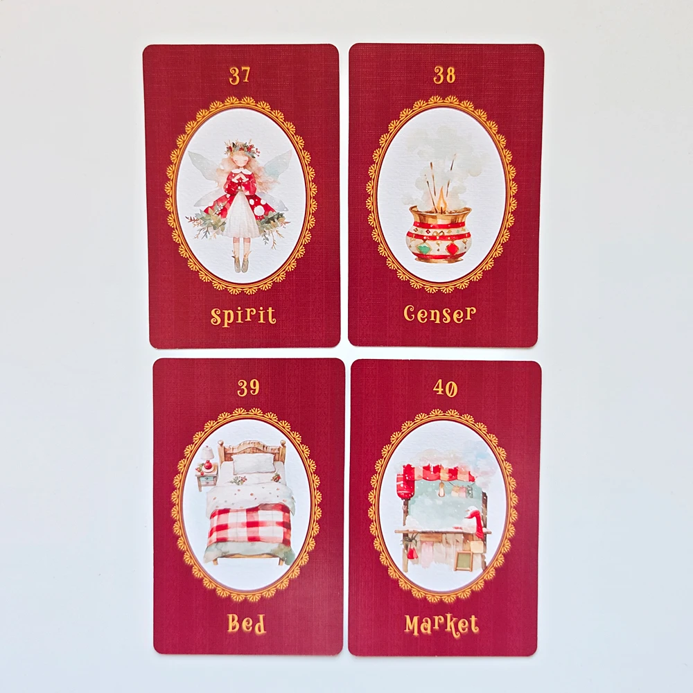 مطبوعة على 350GSM بطاقات منقوشة مزدوجة 9*6 سنتيمتر عيد الميلاد كارول لينورماند سطح السفينة 42 قطعة بطاقات لينورماند لطيف بطابع عيد الميلاد