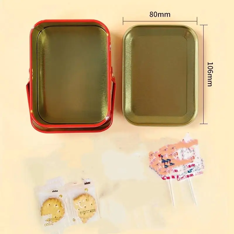 صندوق هدايا لطيف من القصدير لعيد الميلاد مع مقبض صندوق حلوى معدني رائع صندوق حلوى صفيح سانتا كلوز #6