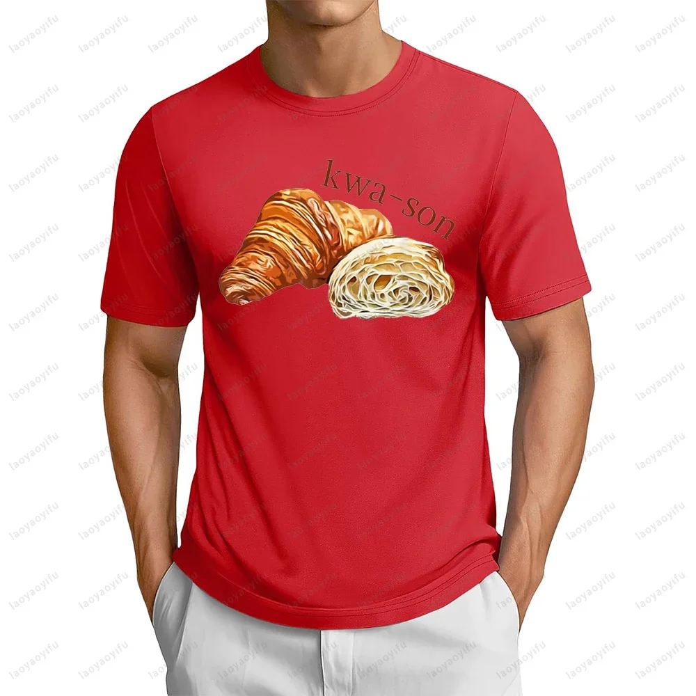 Croissant Lover Kwa-Son Cute Funny Cartoon Printed Cotton Short Sleeve T-Shirt Casual Fashion Summer Hip Hop Man Women Tshirt