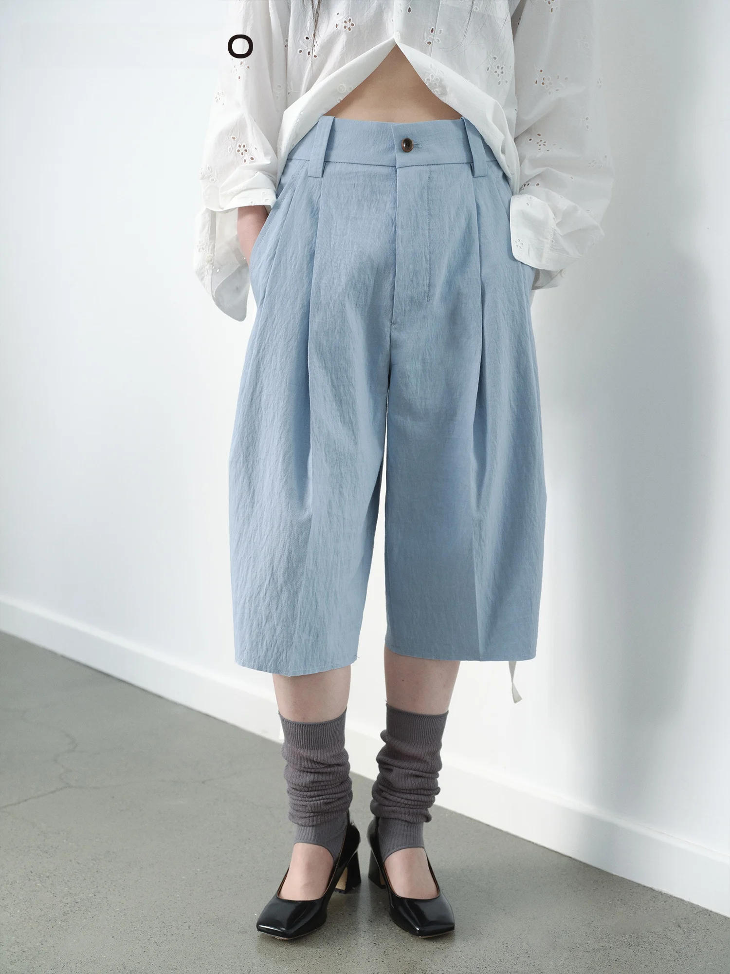 

VERMO Elegant Color 3D Tailoring Anti-Wrinkle Paper Texture Brocade Cotton Bow Fold Decoration Seven-Quarter Western Pants