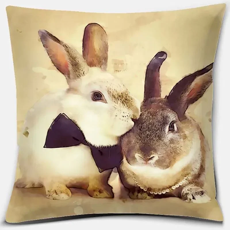 كيس وسادة بنمط سلسلة أرنب لطيف كيس وسادة مربع لتزيين المكاتب المنزلية كيس وسادة cojines decorativos para sofá