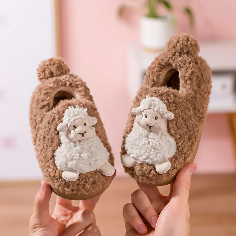 Cartoon Sheep Pattern Shoes Anime Plush Home Soft Soled Boys and Girls Warm Baby Cotton Shoes courteshesality brandingheslamp todrink