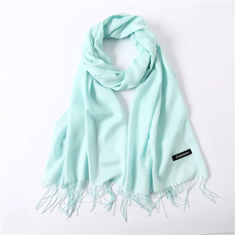Fashion Solid Schal Frauen Kaschmir Weiche Winter Warme Schals Hijab Weibliche Lange Stirnband Schal Wraps Bandana Foulard 2022 Echarpe – Detail 38