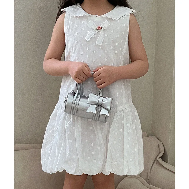 2026 New Summer Sister Clothing 2-8Yrs Baby Girl Birthday Party Dress Sleeveless cotton solid color Kids Princess Dresses