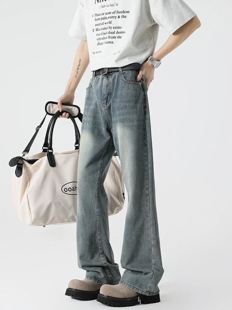 

Cleanfit Vintage Men's Loose Fit Jeans Bell Bot Waed American Sle Versatile Casual Long Pants Summer Trend Youth