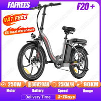 FAFREES F20 + Folding Electric Bicycle 250W 36V20AH Lithium Battery City Electric Bike 20*3.0 Inch Fat Air Tire Riding E-bike