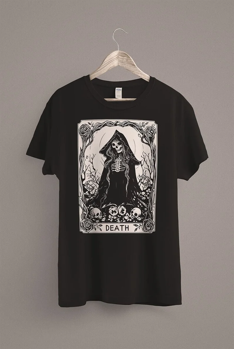 الموت التارو تي شيرت الساحرة الجمالية فستان لينة القوطية فستان الظلام التعلم عفريت الصوفي قميص الصوفي الساحرة القمم ملابس الشارع
