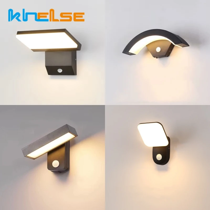 

12W PIR Sensor Outdoor LED Wall Lamp Waterproof Garden Porch Light Corridor Balcony Entrance Sconce Lighting