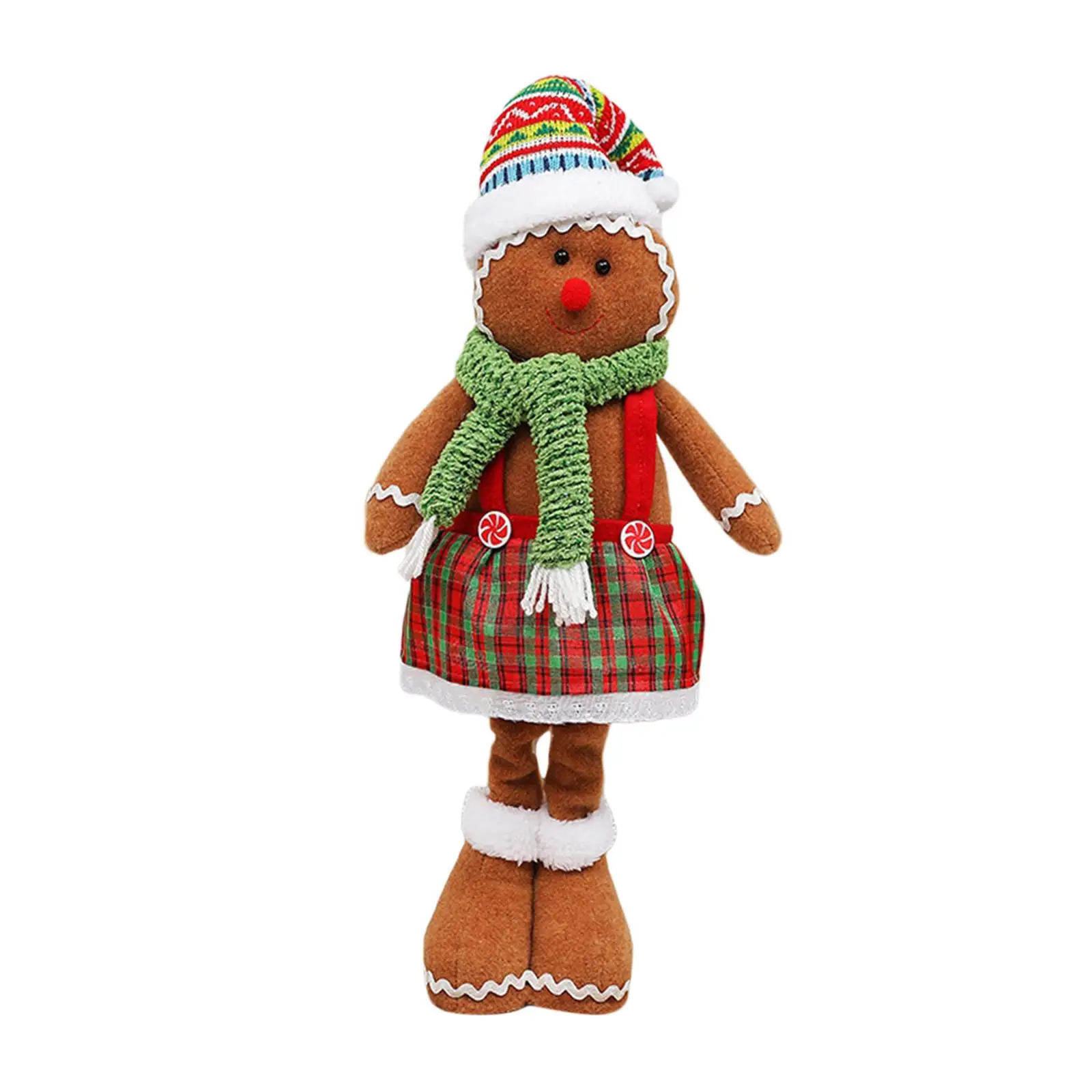 Stretchable Gingerbread Man Doll with Long Legs Christmas Plush Ornament for Holiday Table Decoration Gift