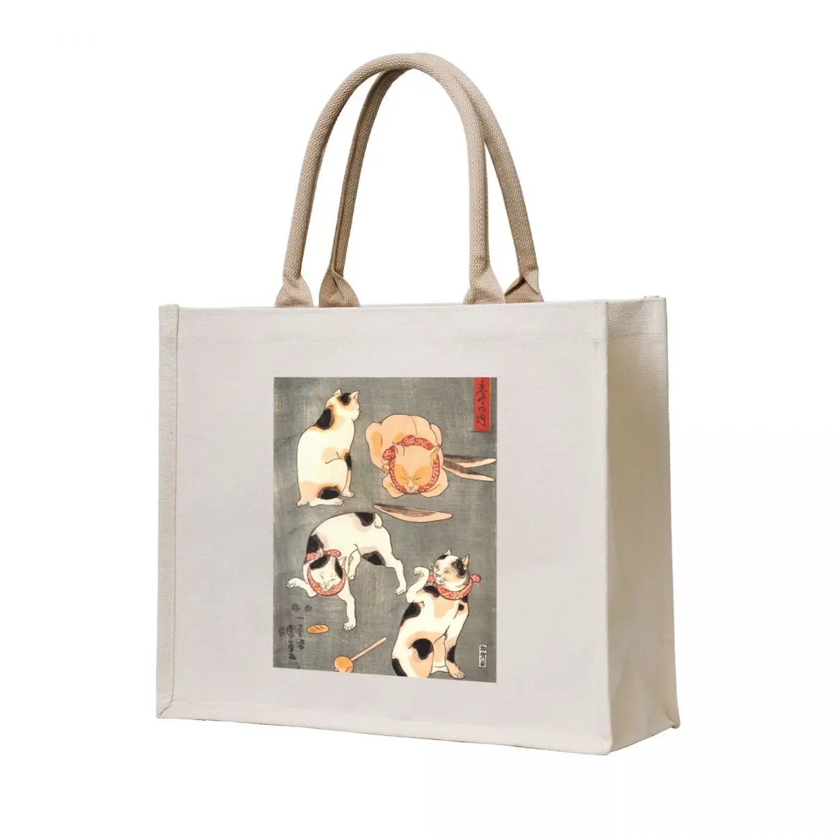 

Japanese Tattoo Flash Woodblock Print Cats Tote Bag ecological bags Canvas supermarket folding bag