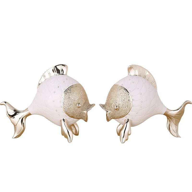 

Kissing fish decorations modern light luxury TV cabinet entrance wedding gifts handicrafts