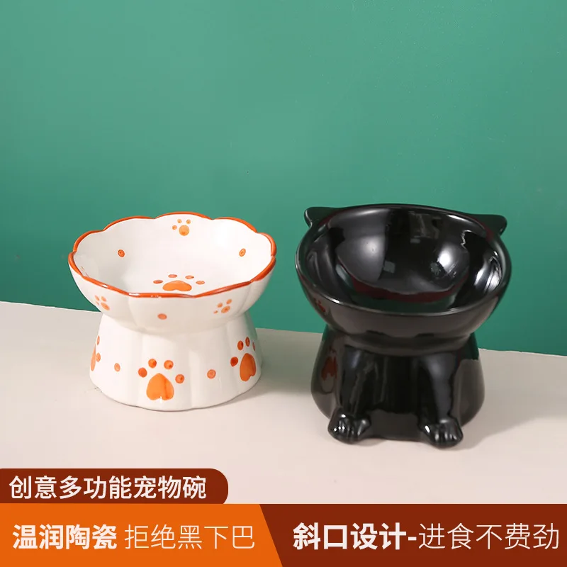 

Ceramic Pet Bowl - Slanted Wide Mouth, Anti-Spill Elevated Cat/Dog Bowl, Neck-Friendly Feeder