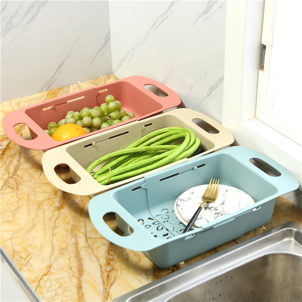 

Nordic Pink Foldable Draining Basket Creative Kitchen Sink Colander for Fruit Vegetable Rinsing Pasta Kitchen Colander