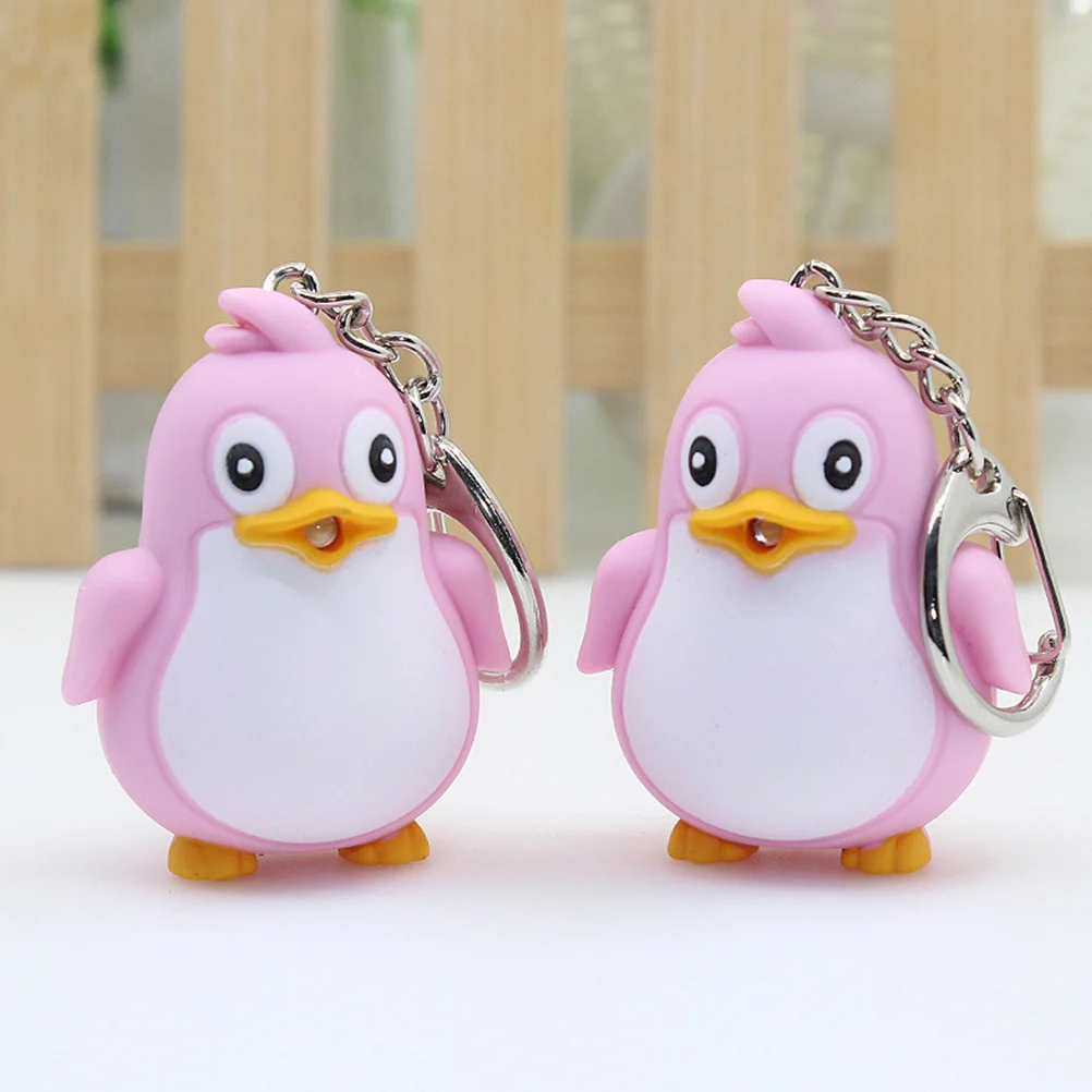 2 Pcs Sound and Light Keychain Creative Rings Ornaments Decoration Animal Keychains LED Luminous Holder