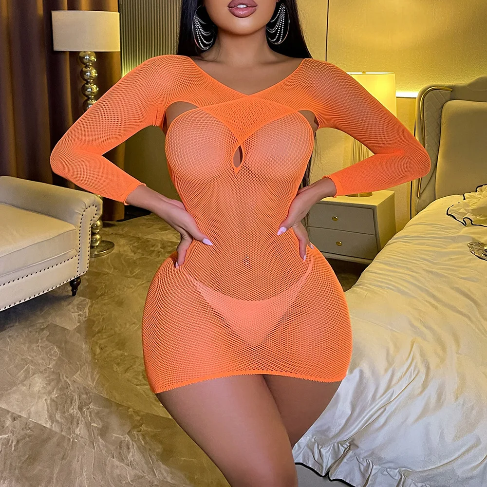 

Style Neck Hanging Crotch Opening Lace Sexy Clothes Sexy Lingerie Women's Sexy Dress Lingerie Clothes Fishing Net Underwear