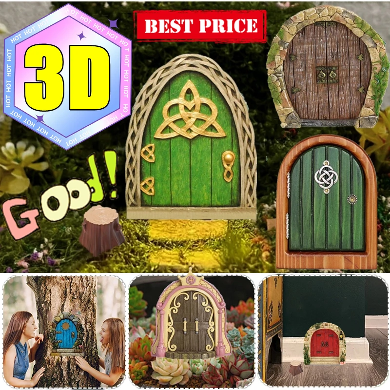 

3D эльф фея дверь миниатюрные садовые елочные двери миниатюрный двор искусство деревянные двери для дома и сада Рождественский декор аксессуары для кукольного дома