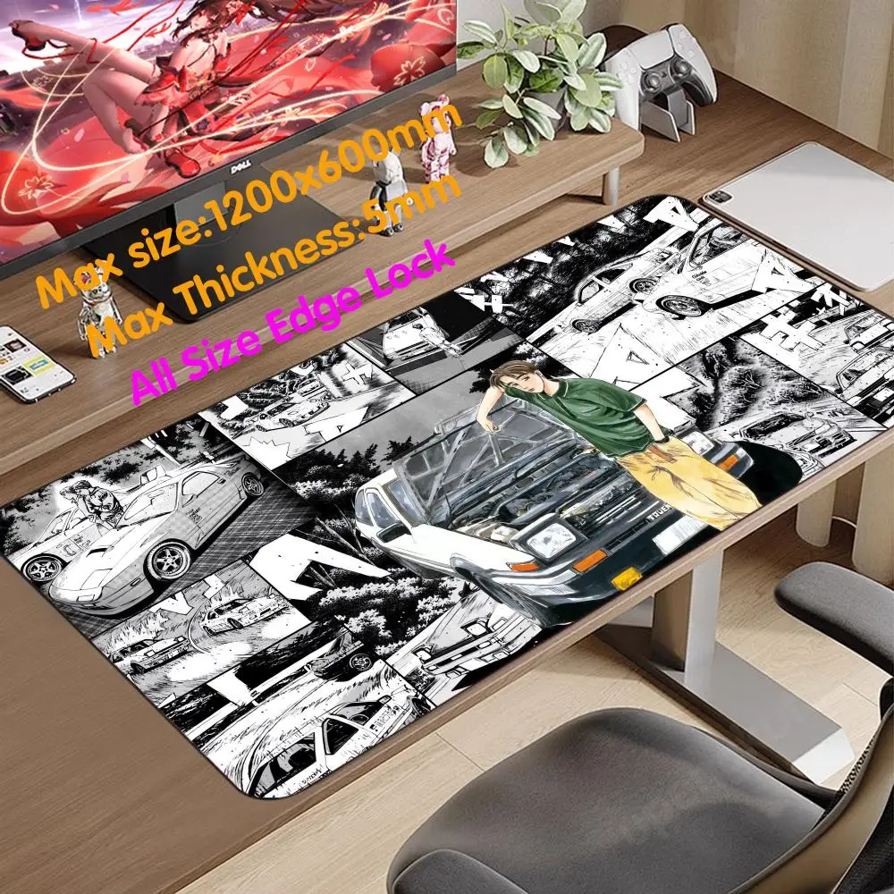 I_initial D Mouse Pad 1200x600 Mouse Pad Large Rug Pc Setup Accessories 5mm 3 mm Mouse Pad Thicking Super Big  Rubber Mouse Mat