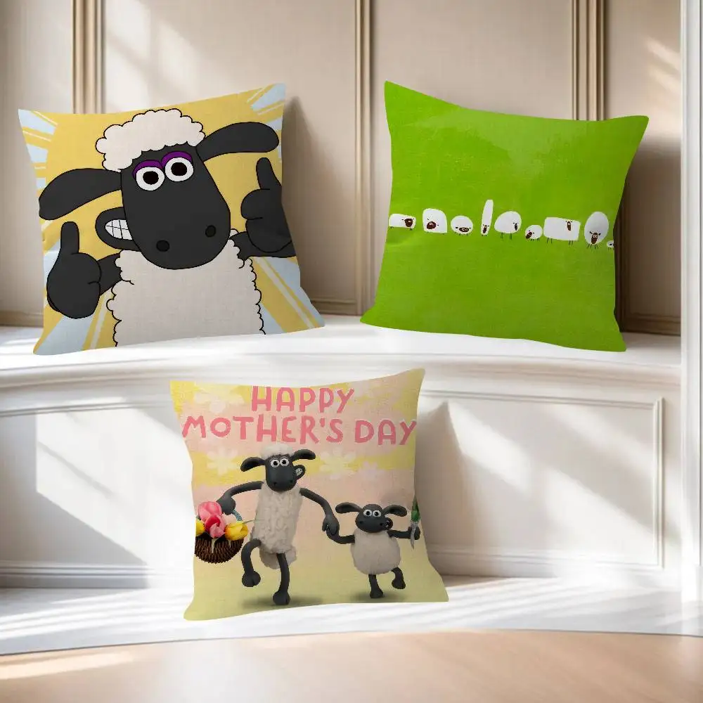 Funda de almohada con diseño decorativo, decoración navideña, S-ShaunS-the Cute S-sheep-p