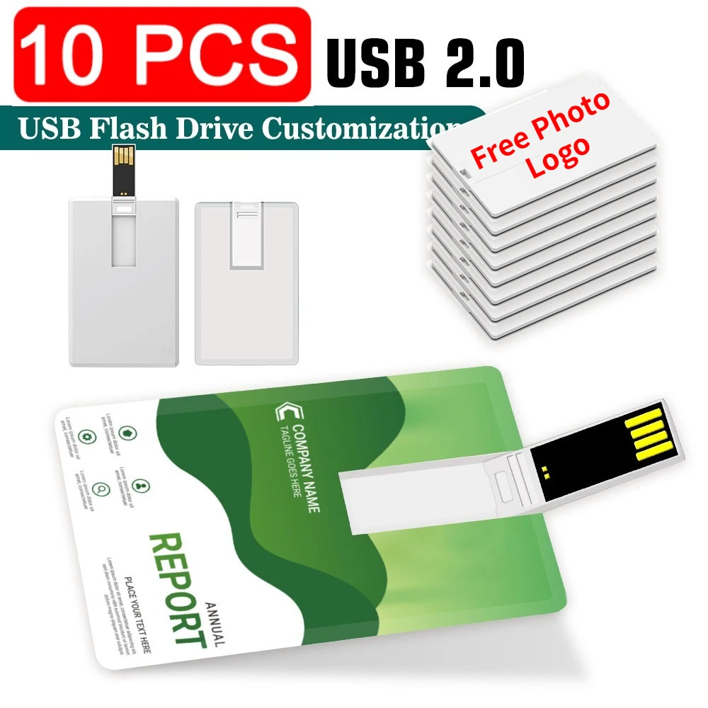 

10PCS/LOT Free logo 100% capacity 4GB 8GB 16GB credit card USB Flash Drive customized logo top quality Creative Pendrive 128MB