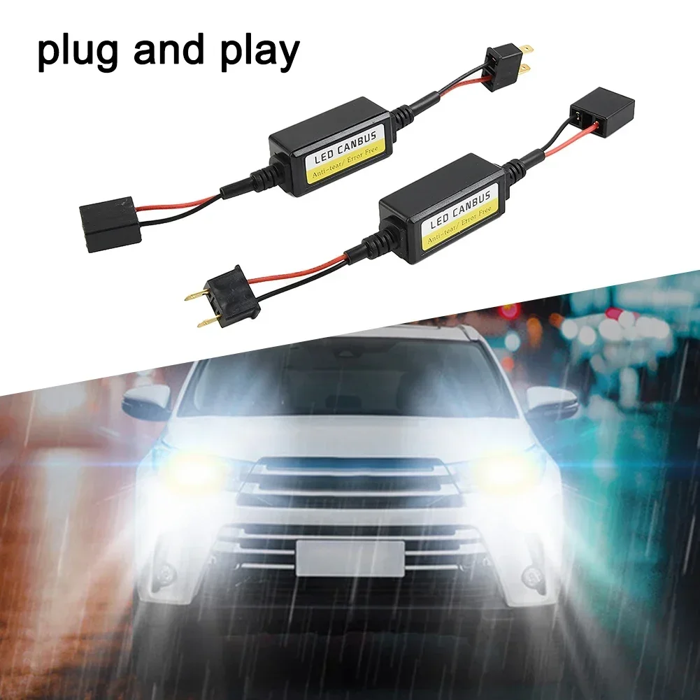 

2pcs H7 Headlight LED Canbus Decoders Canceller Error Free Resistor- Anti Flicker- Fit For H7 Socket- DC 9V-16V Black Car Parts-
