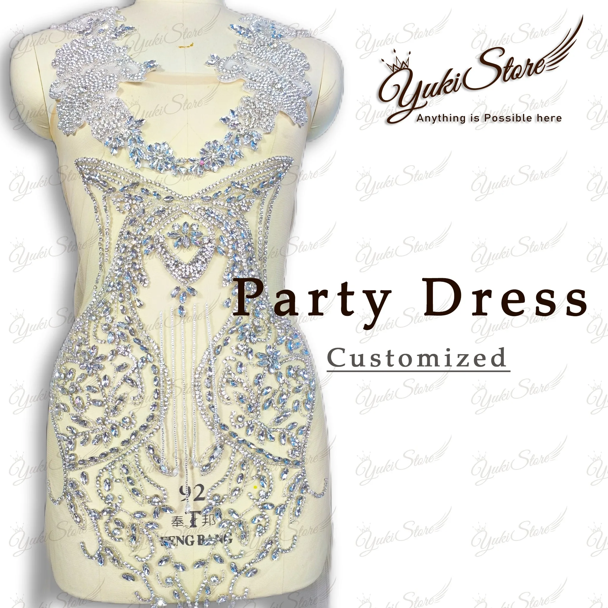 

Серебряная блестящая сексуальная свадебная аппликация оптом с бисером, кристаллами и стразами, модное украшение JY062