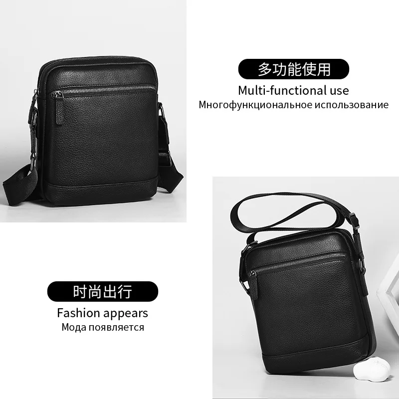 Men's large capacity hand-held genuine leather minimalist crossbody bag, soft and high-end travel shoulder bag