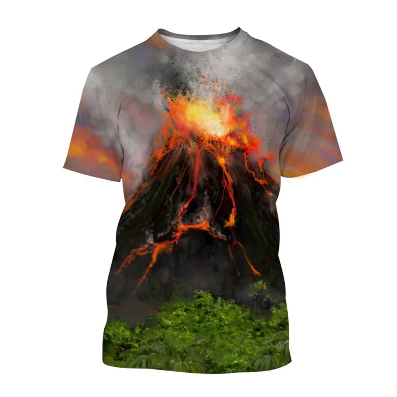 

Fashion Volcanic Magma 3D Printing T-shirt Summer Casual Men Women Hip-hop Tees Oversized Short-sleeved Round Neck T Shirt