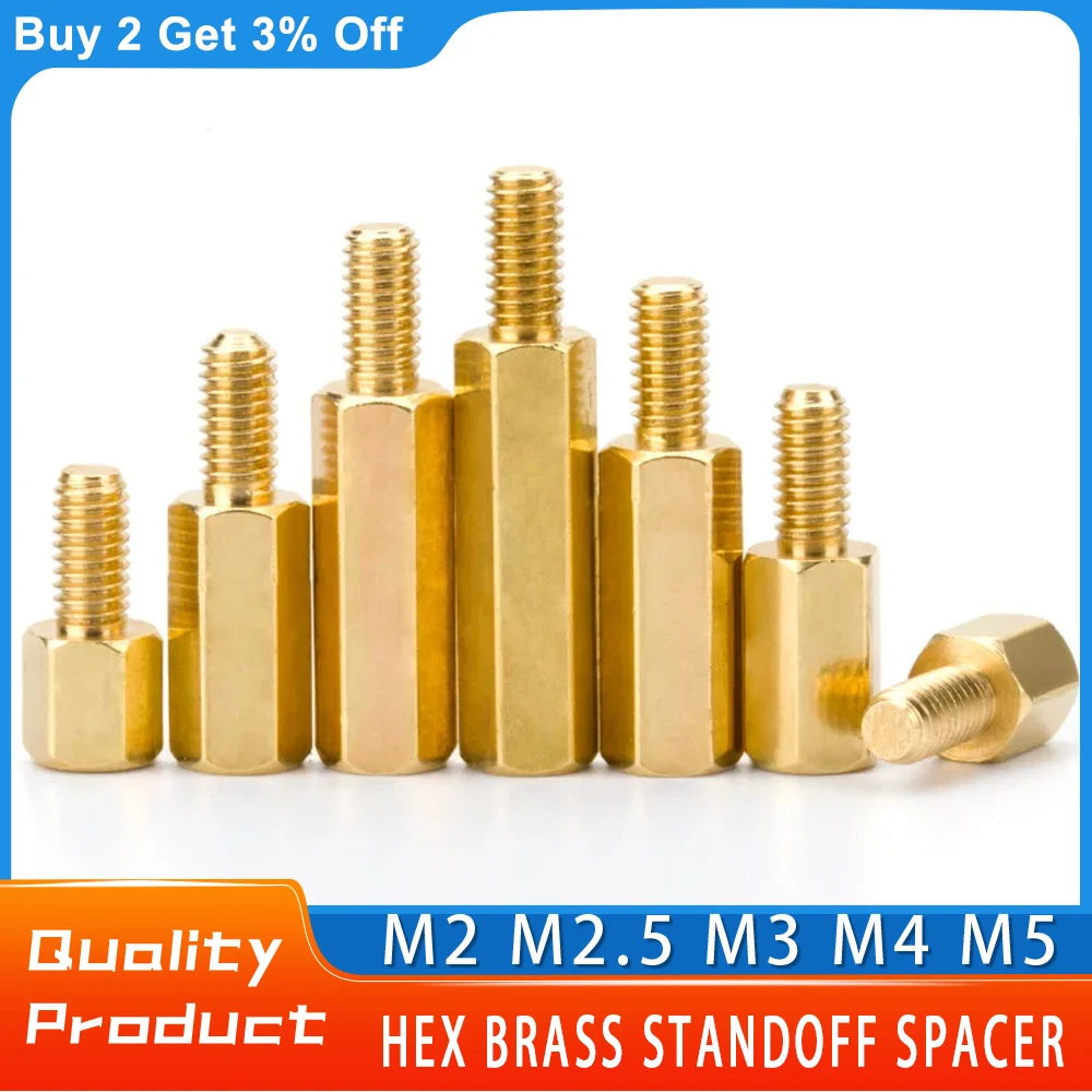 Brass Hex Standoff Hexagon Thread Metric Male Female PCB Stud Spacer M2 M2.5 M3 M4 M5