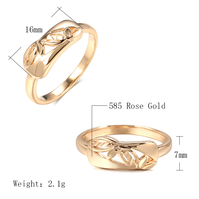 Kinel Fashion 585 Rose Gold Ring For Women 2021 New Turkey Jewelry White Natural Zircon Engagement Ring Party Accessories