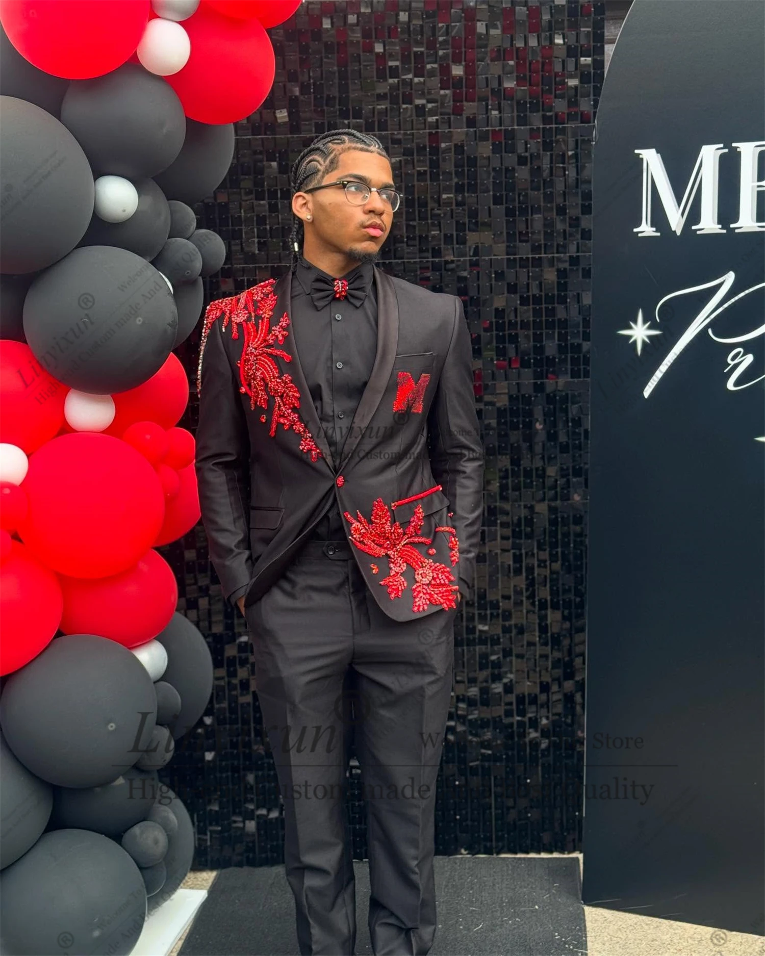 Luxury Rhinestone Crystals Men Suit Customized Groom Party Male Blazers 2 Piece Sets Wedding Appliques Tuxedos Party Ropa Hombre