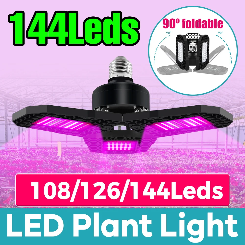 

Plant Grow Light LED Bulb Growth 200W E27/E26 Hydroponic Growing Cultivation Lamp Full Spectrum 3Panels Deformable 110V/220V