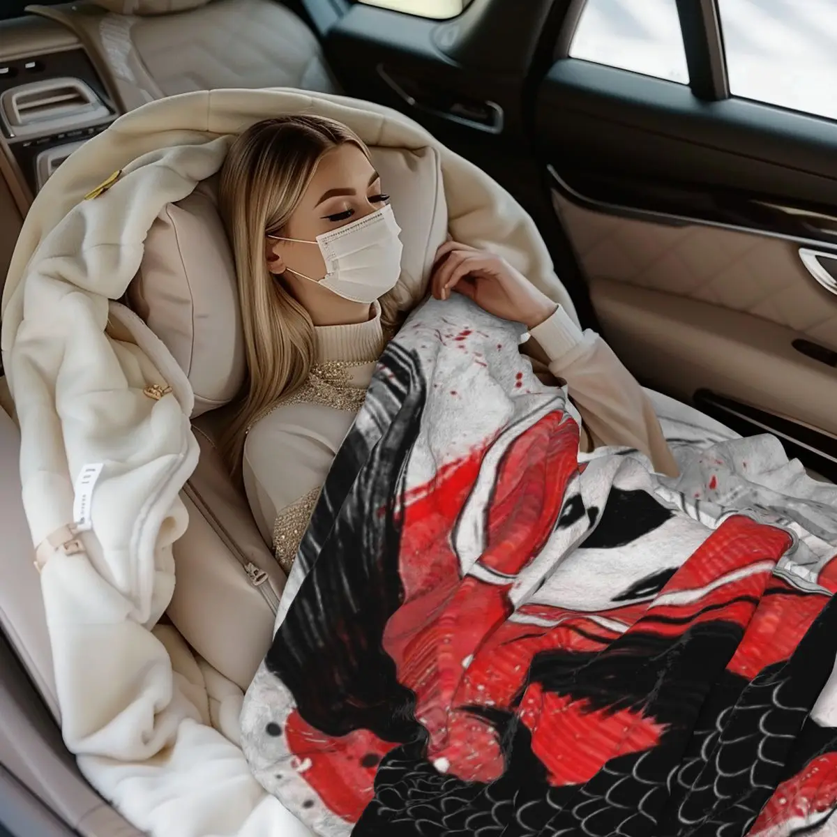 

Soft and Cozy Throw Blanket for Sofa or Bed Koi Fish Yin Yang Tapestry Design