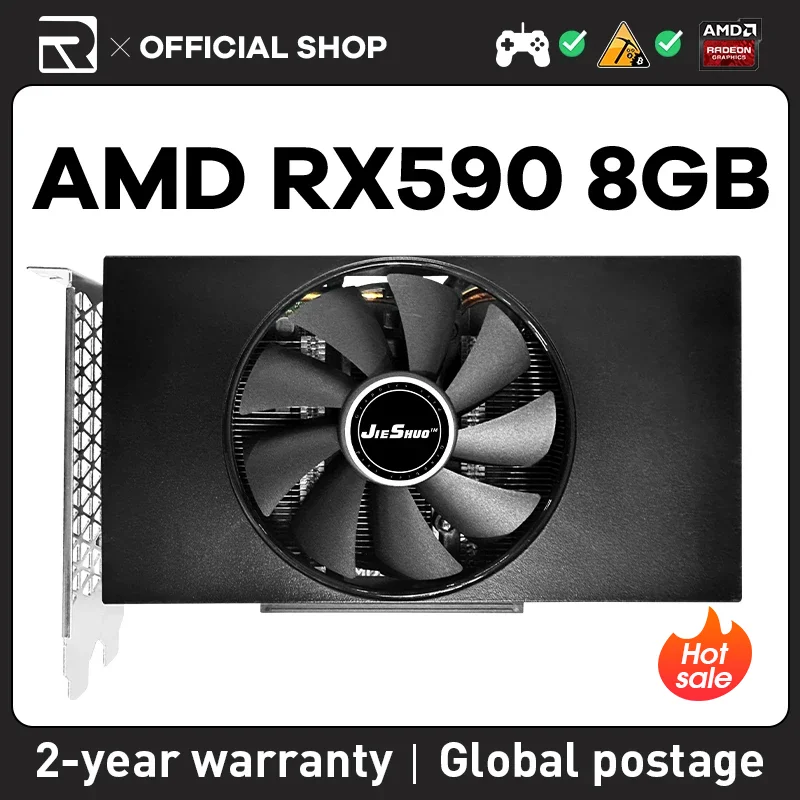 

Видеокарта JIESHUO AMD RX 590 8 Гб 2304SP GDDR5 GPU 256Bit rx590 8g для настольного компьютера, киберспорта, игрового офиса 590 rx