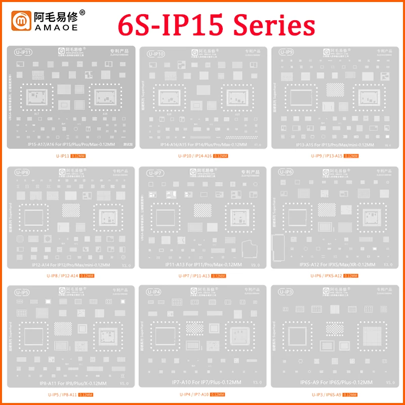 

QIANLI BGA Reballing Stencil Kit For iPhone 15 14 13 12 11 Pro Max XS Max XR X 8P 8 7P 7 6s 6 Tin Planting Soldering Net