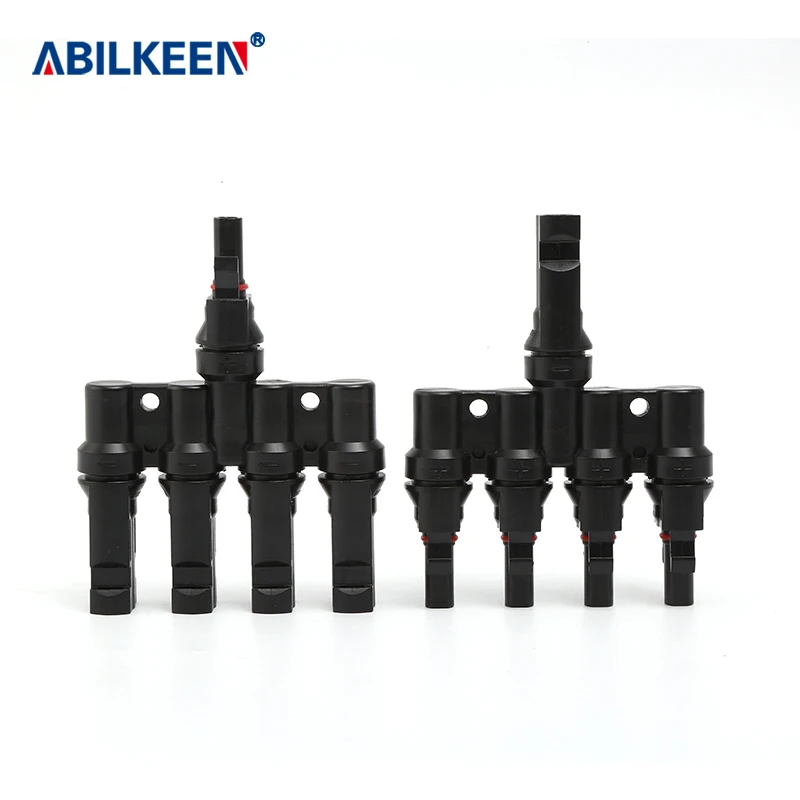 ABILKEEN T Shape Photovoltaic Confluence Connector IP67 Waterproof DC1500V 50A 4IN 1out Female+Male Solar Photovoltaic Connector