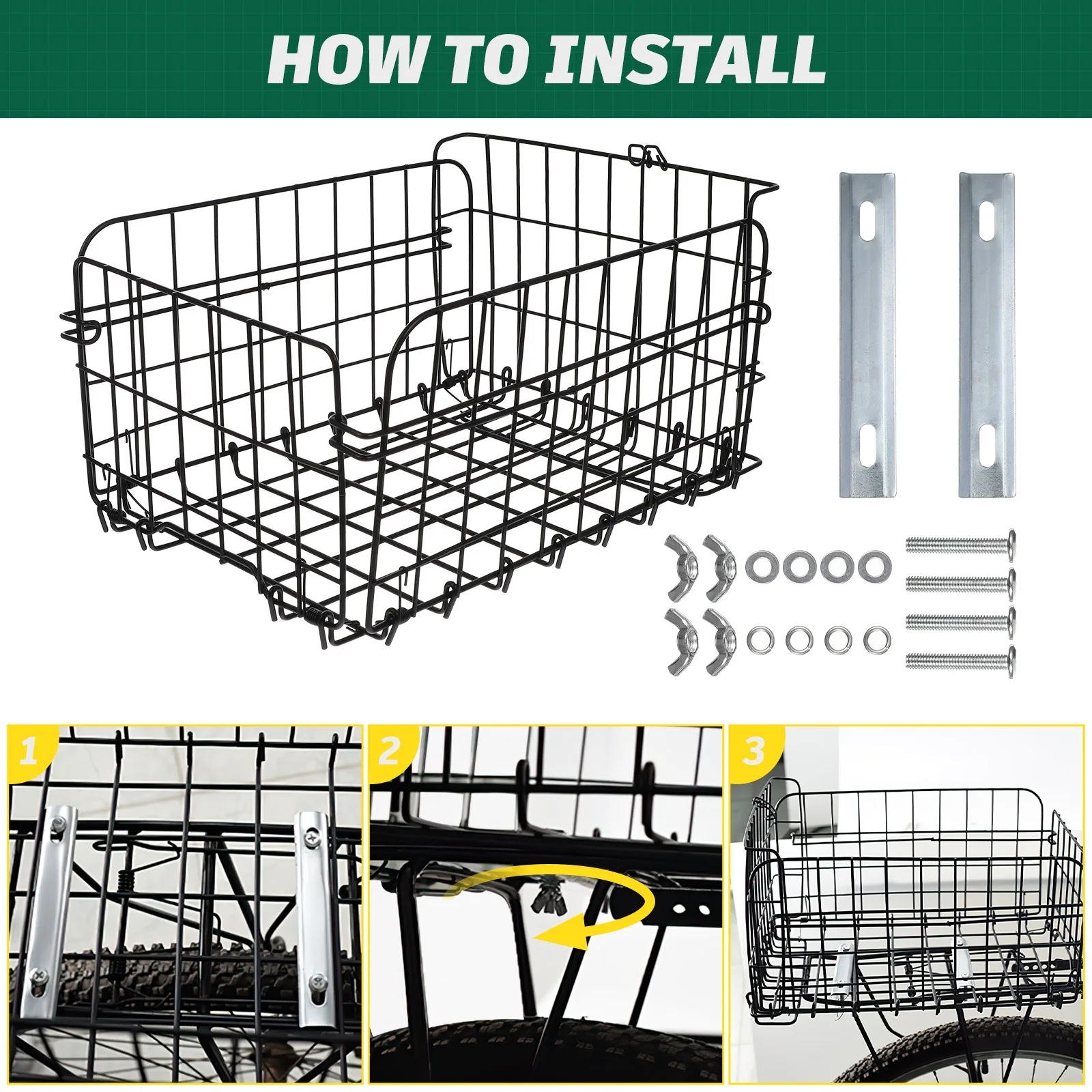 

Foldable Car Basket Bike Accessories Cycling Baskets Cruiser Storage Cargo Pet Black