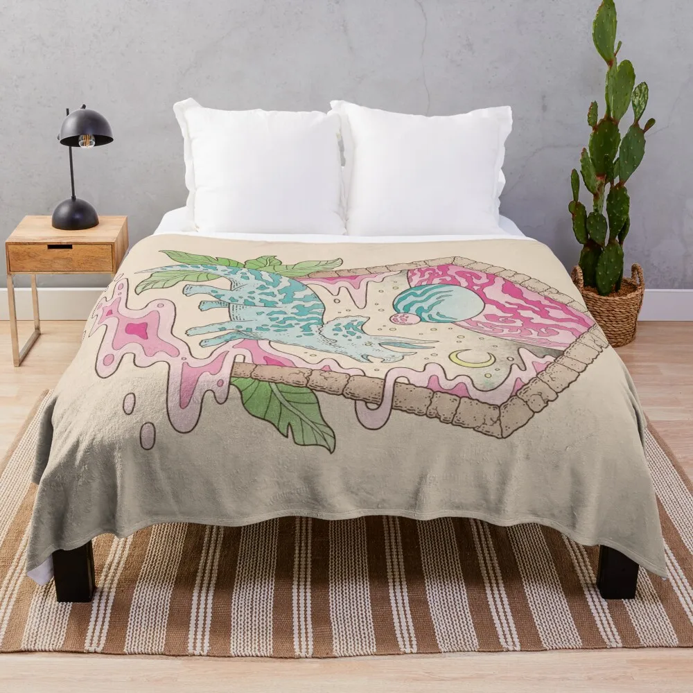 Aeon Archway: Triceratops Dinosaur Sci-Fi Space Art Throw Blanket Bed Fashionable manga Camping Picnic Blankets