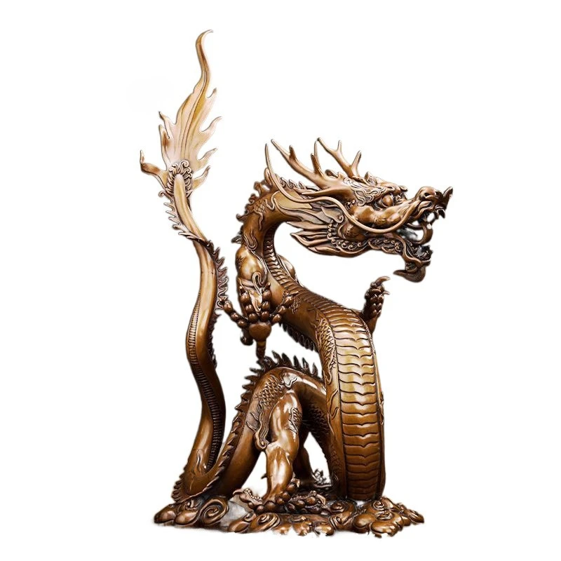 Pure copper dragon ornament home Chinese ornament office living room