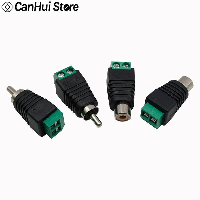 2pcs RCA Male Plug & Female Socket To Terminal Block Adapter For RCA AV Audio Video CCTV Camera Speaker Wire Cable Connector