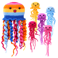 6Pcs Jellyfish Crochet Material Package with Step-by-Step Video Tutorials Unfinished Crochet Animal Kit for DIY Craft Beginner