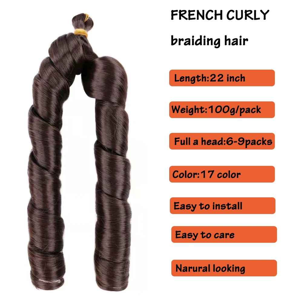 Dairess French Curly Braiding Hair for Box Braids Loose Wave Crochet Hair Synthetic Spanish Curly Silky Braiding Hair Extension