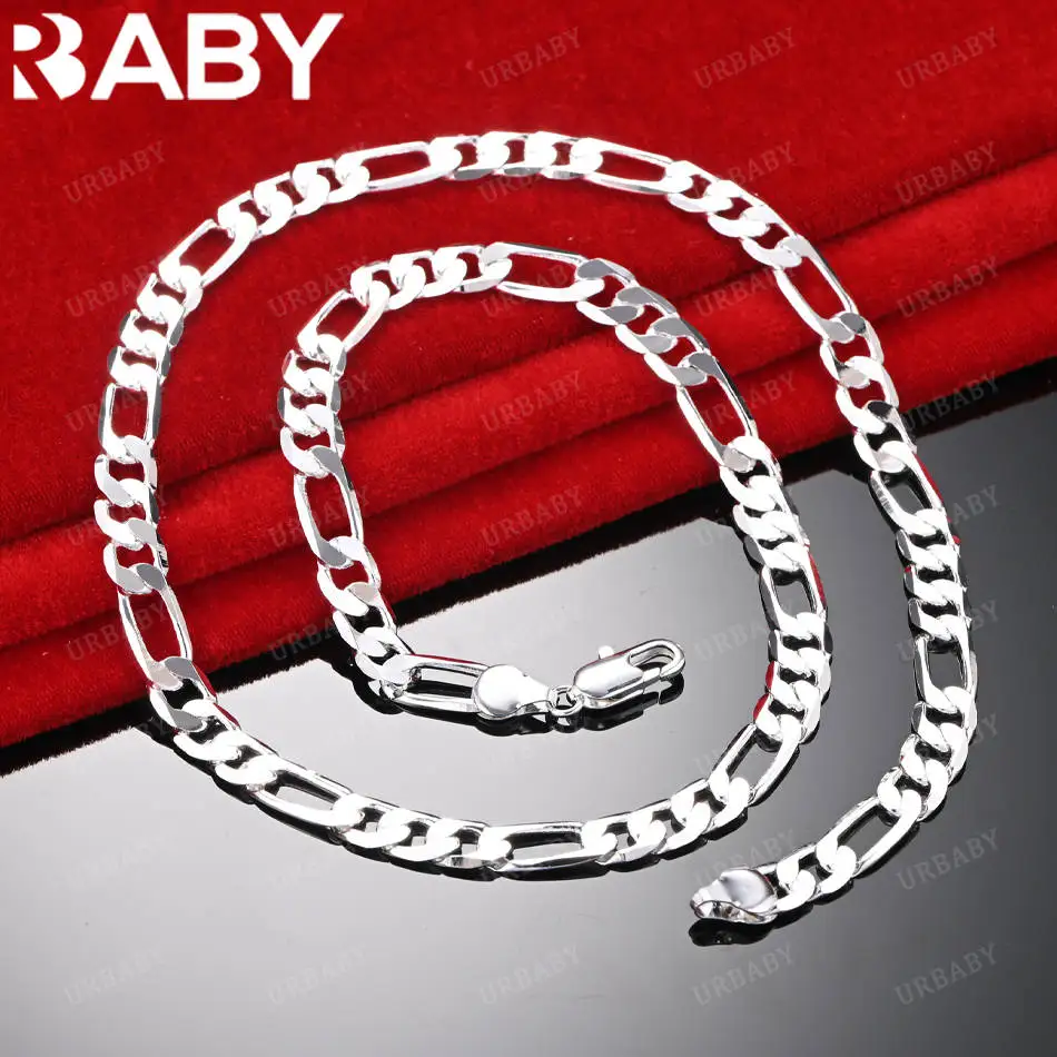

URBABY 60cm 925 Sterling Silver Chain Necklace For Women Men Anniversary Gift Popular Wild Fashion Romantic Jewelry