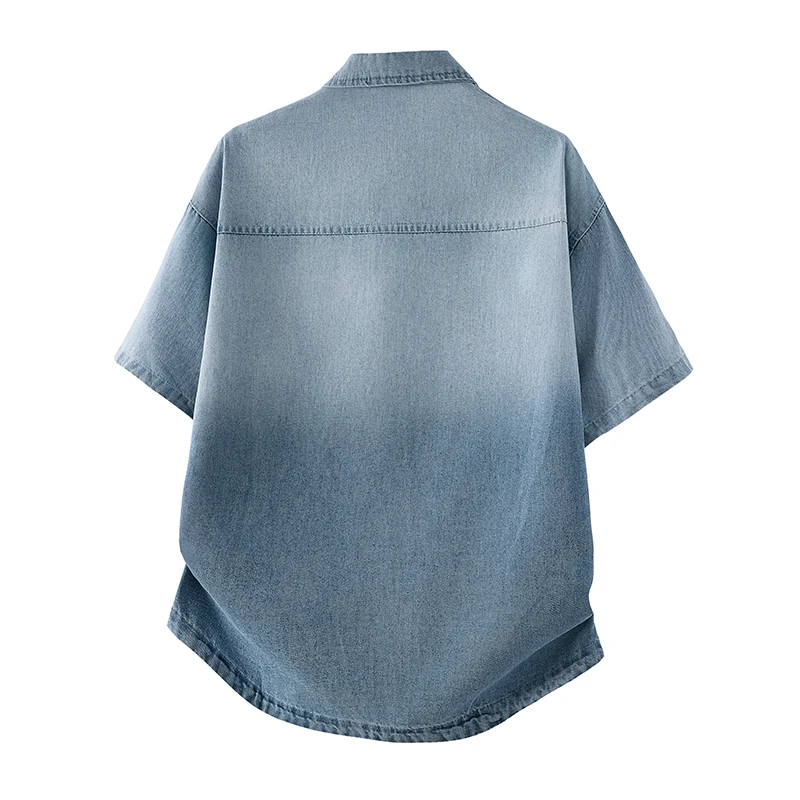 Men's Denim Shirt Summer Fashion Breathable Cotton Blend Short Sleeve Shirt Street Trendy Daily Outing Comfortable Jean Shirt