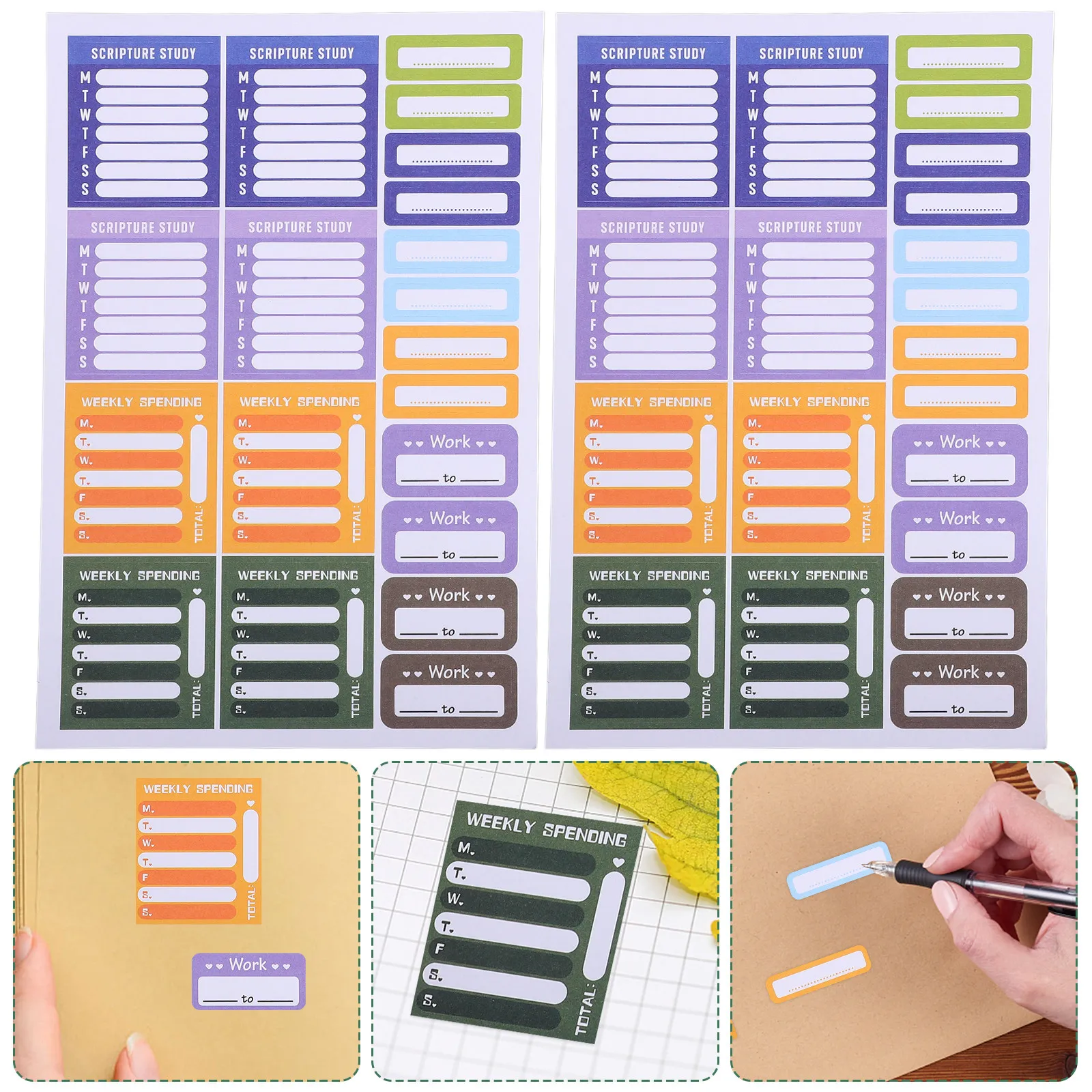 

10 Sheets Colorful Plan Stickers Copperplate Adhesive Monday to Sunday Day of Week Planner Appointment Budget Meeting Stickers