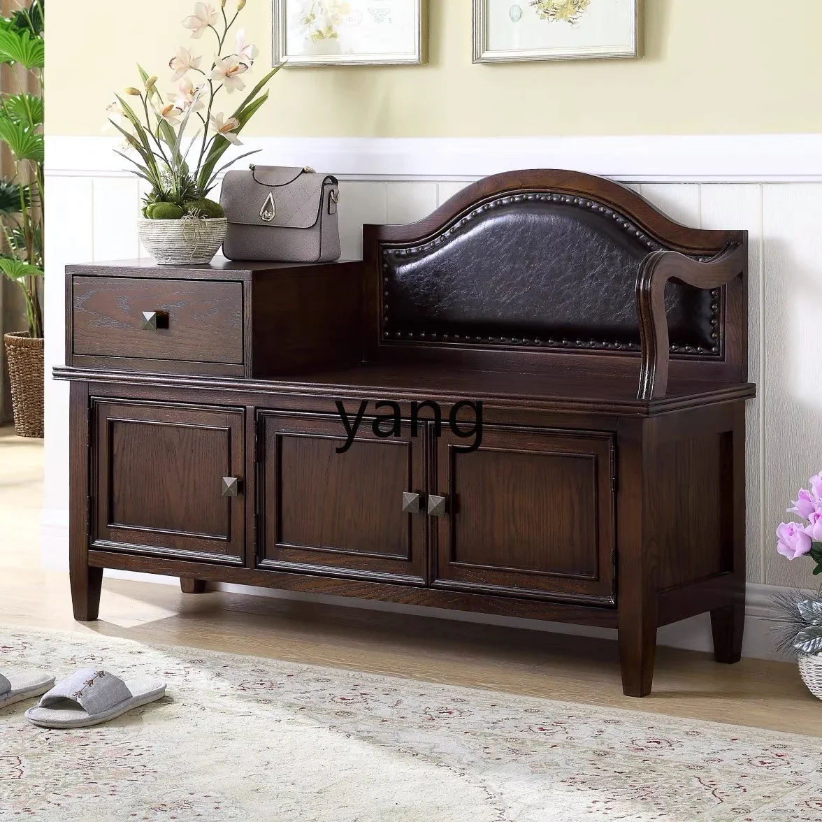 yjq solid wood shoe change stool shoe cabinet household door entrance seated storage stool entry