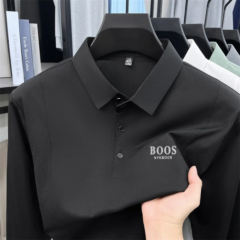 Modetrend Neues Herren-Print-Poloshirt Frühling Herbst Leichtes Hautfreundliches Langarm-T-Shirt Pendler-Herrenbekleidung – Detail 4