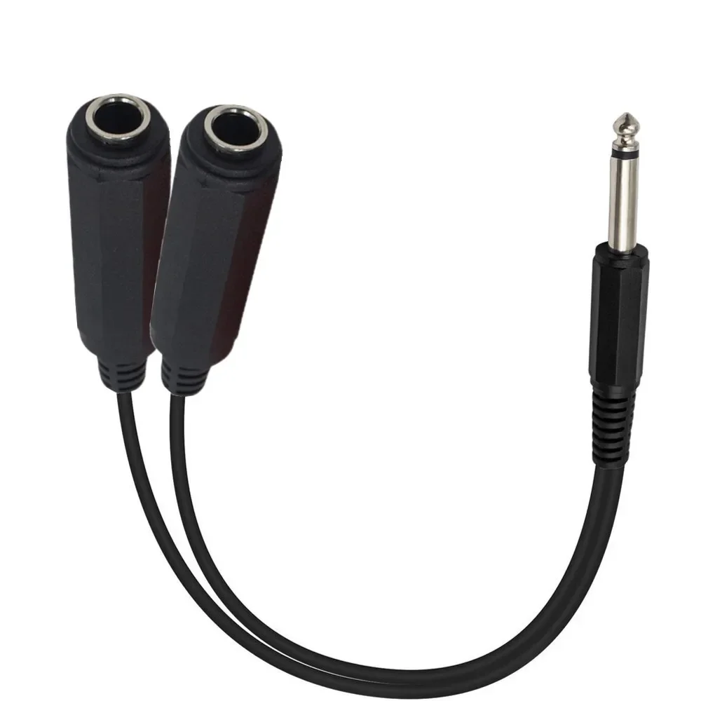 1Pcs 6.35 Mm Male & Female To 2 6.35 Mm Female Adapter Cable 1/4 6.35mm Plug To Dual 6.35mm Jack Y Splitter Stereo Audio Cord